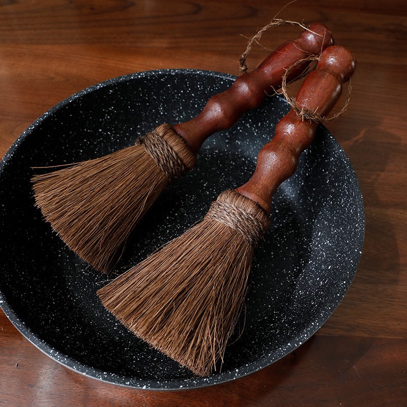 Set of 2 Sturdy Wooden Brushes with Gentle Brown Silk Bristles, Ideal for Cleaning Pots, Pans, And Kitchen Cookware. They Are Durable, Non-Scratching, And Suitable for Both Home And Commercial Use