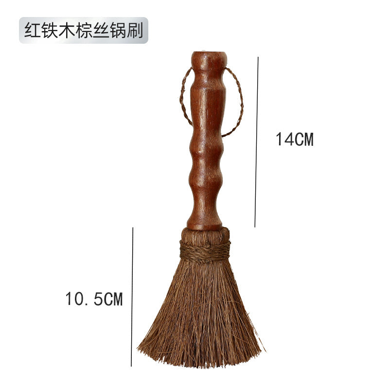 Set of 2 Sturdy Wooden Brushes with Gentle Brown Silk Bristles, Ideal for Cleaning Pots, Pans, And Kitchen Cookware. They Are Durable, Non-Scratching, And Suitable for Both Home And Commercial Use